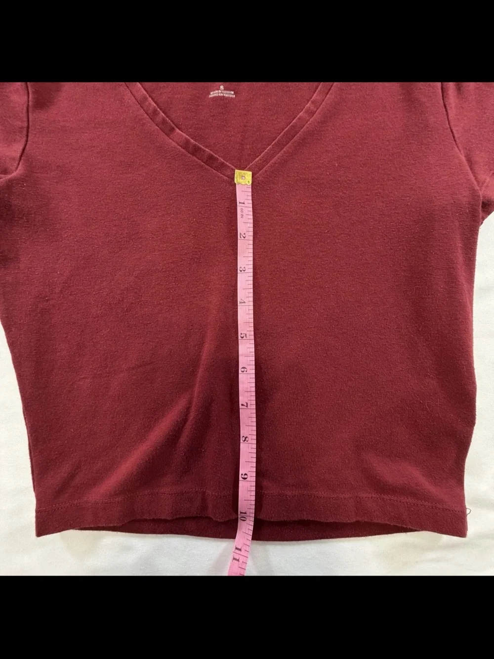 V-Neck Short Sleeve Top in Burgundy - Women